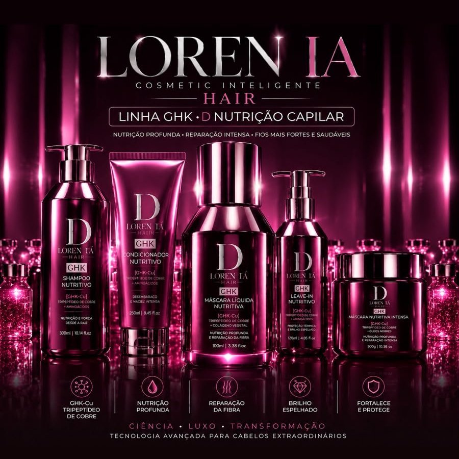 GHK-D Hair Nutrition line in pink bottles